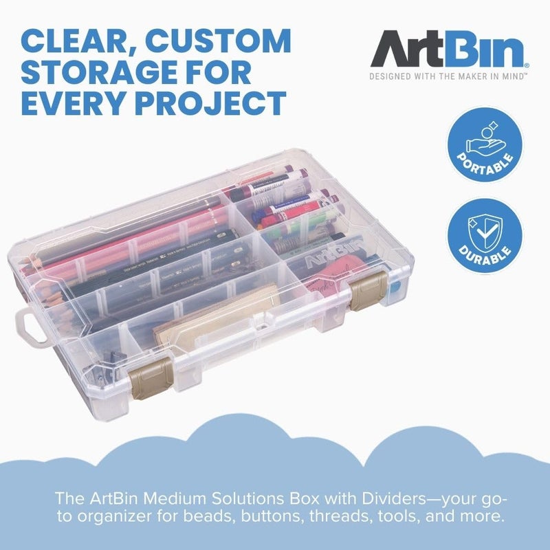 ArtBin 4006AB Medium Solutions Box with Dividers, Art & Craft Organizer, [1] Plastic Storage Case, Clear - Image 2